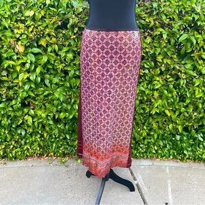 Vintage 2000’s Rozae Nichols maroon midi skirt w/ pink sequin front- size large